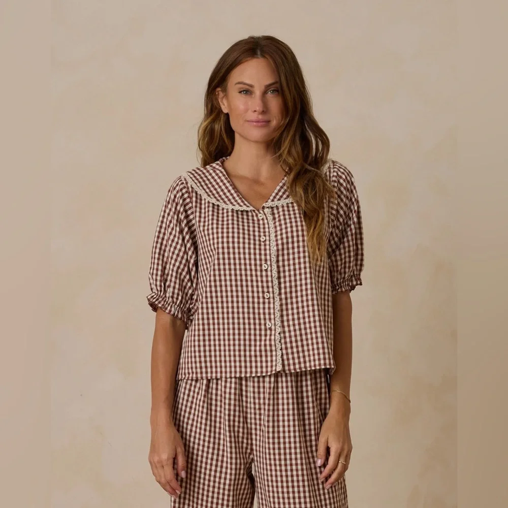 Rylee + Cru Brick Gingham Pajamas - Picture 3 of 12
